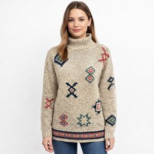 Pasta Sweater Tunic Size Small 80's 90's Mock Neck